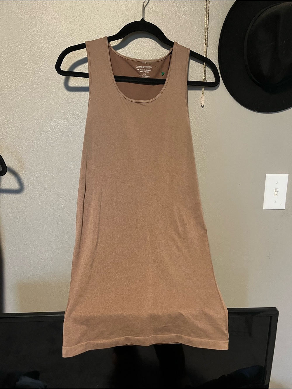 Zenana Outfitters Taupe Scoop Neck Tank Dress